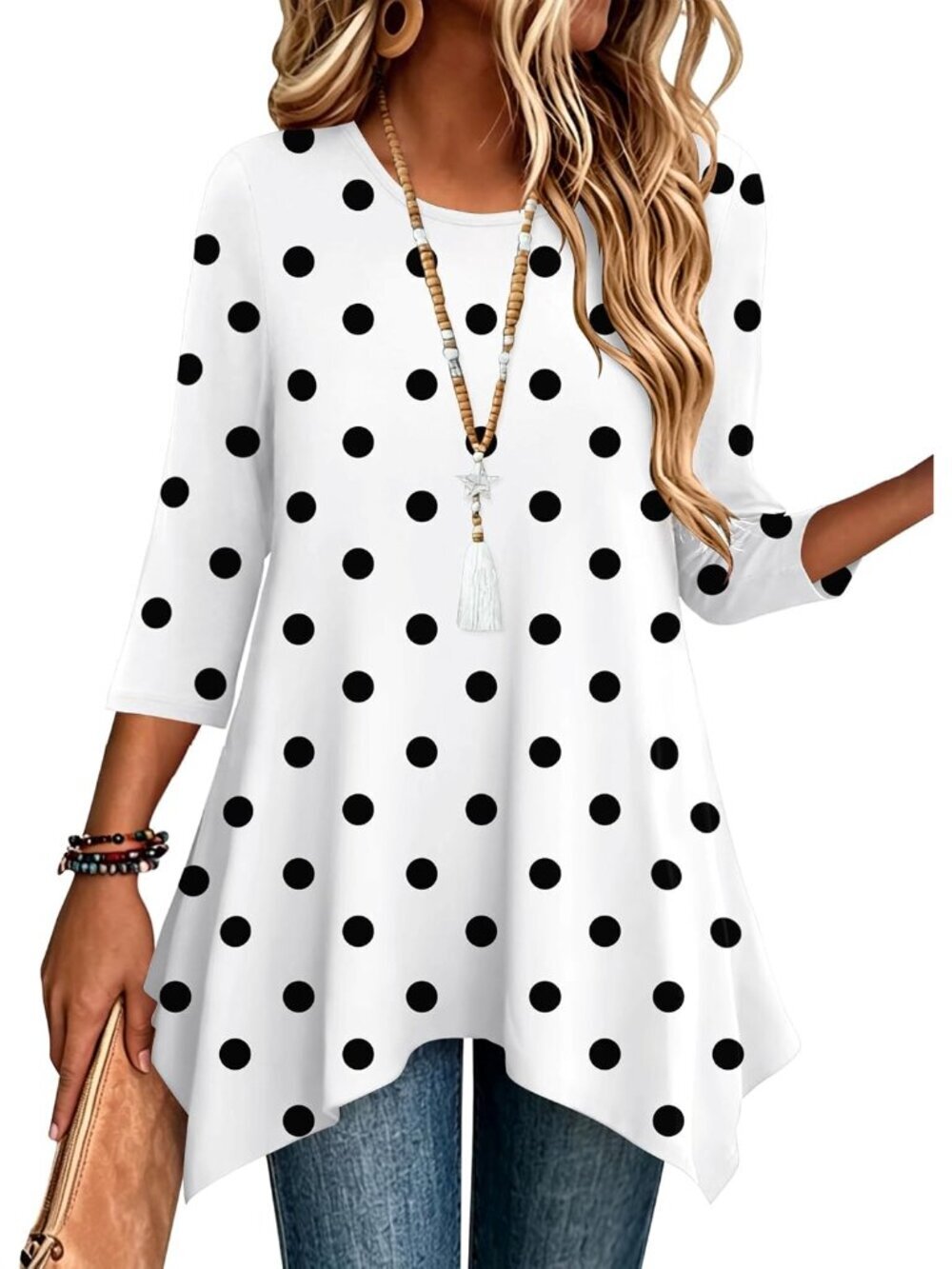 3/4 Sleeve Womens Tops Dressy Casual Tunics to Wear with Leggings Loose Fit Cute